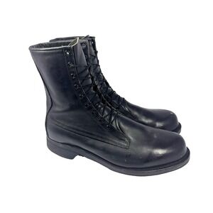 Biltrite Vintage Black Leather Lace‎ Up Combat Boots Side Zip Steel Toe 9E